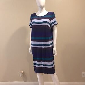 Ava Viv T Shirt Shift Dress Size X 14W Purple Blue Short Sleeve Relaxed Stretch